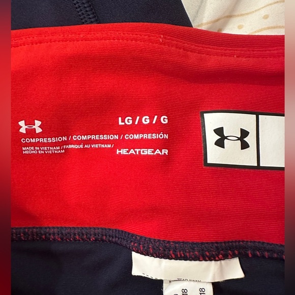 Women’s Under Armour Compression Legging, red and navy - Picture 5 of 5